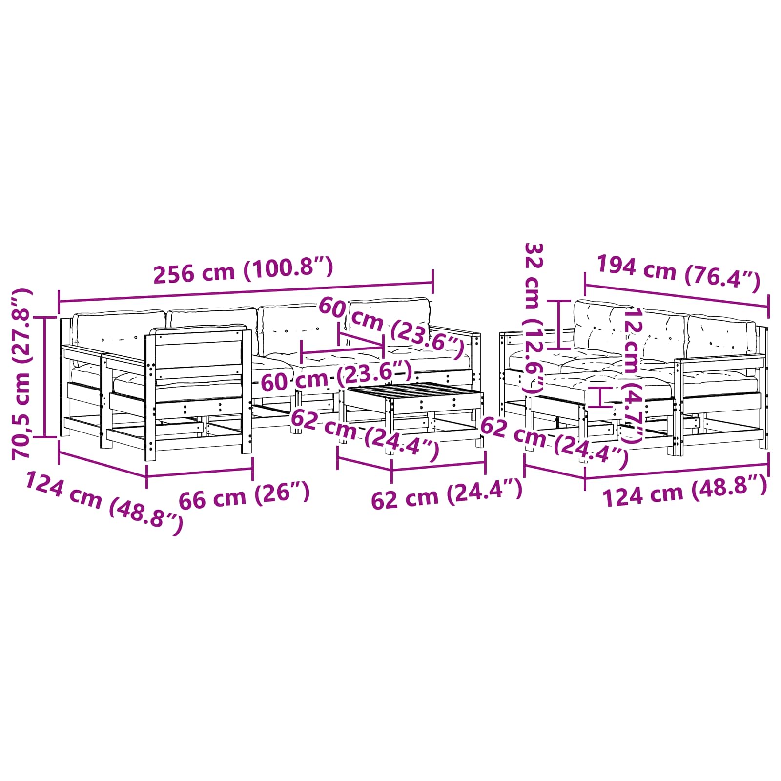 Tuin loungeset 10 pcs Wasbruin Massief grenenhout image 9