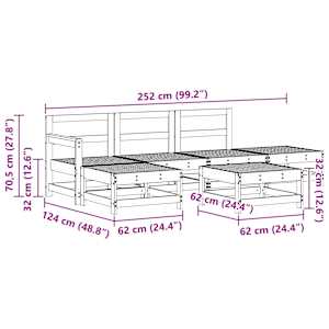 Zahradní lounge set 6 pcs Voskově Hnědá Masivní borovice - obrázek 7