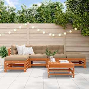 Vrtna dnevna garnitura 6 pcs Voščeno rjava Trdna borovina