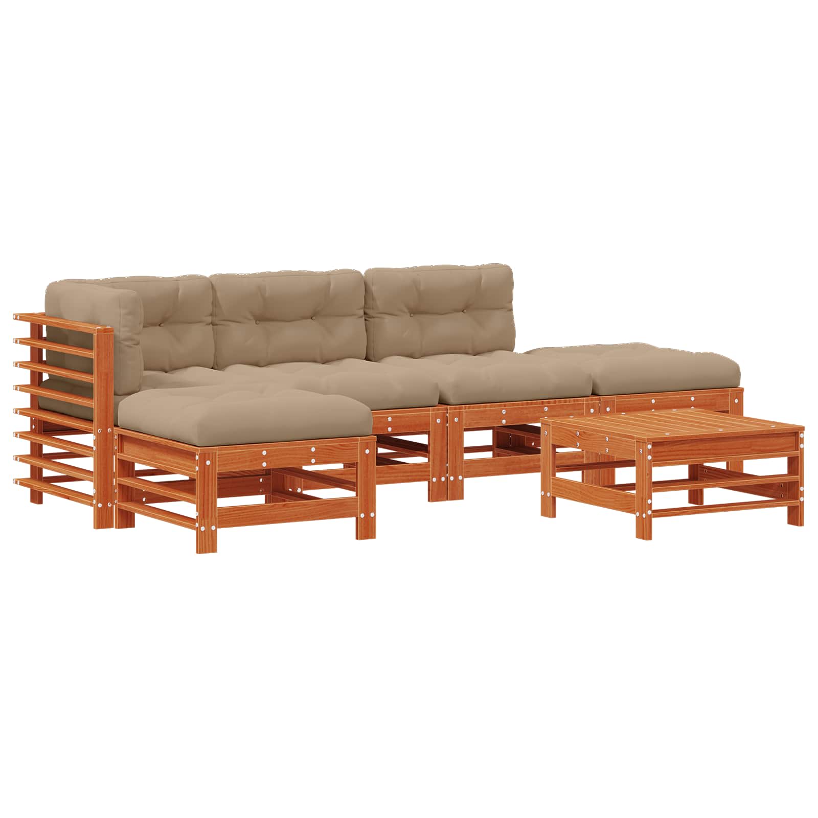 Tuin loungeset 6 pcs Wasbruin Massief grenenhout image 2