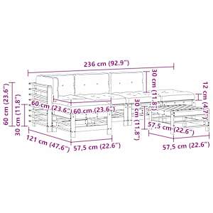 Zahradní lounge set 6 pcs Voskově hnědá - obrázek 9