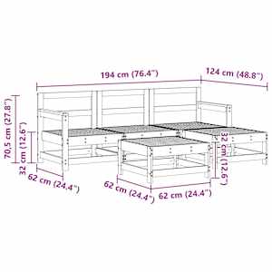 Zahradní lounge set 5 pcs Voskově Hnědá Masivní borovice - obrázek 7
