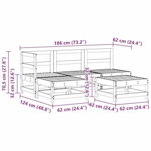 Zahradní lounge set 5 pcs Voskově Hnědá Masivní borovice - obrázek 7