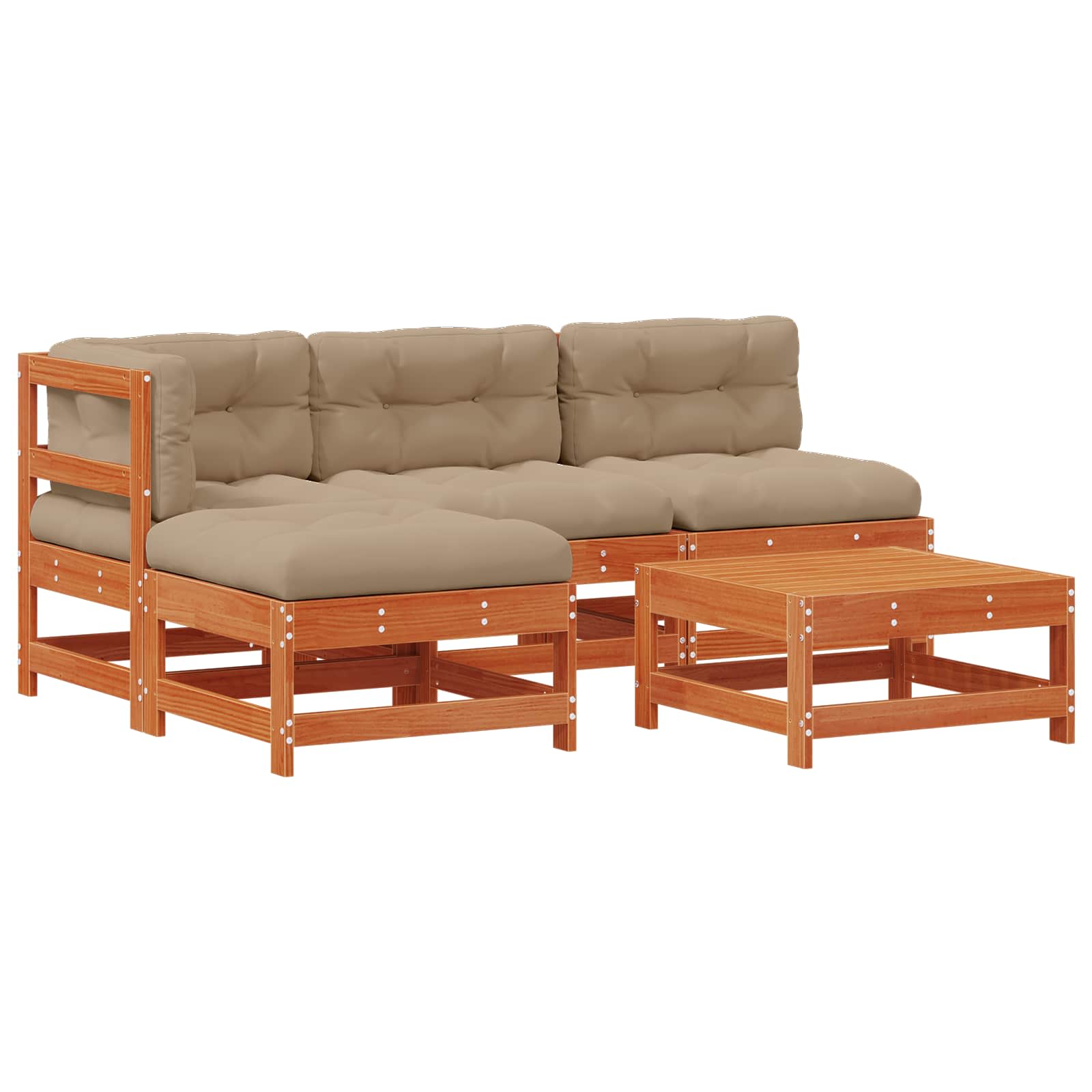 Tuin loungeset 5 pcs Wasbruin Massief grenenhout image 2