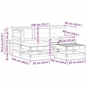 Zahradní lounge set 5 pcs Voskově hnědá - obrázek 9