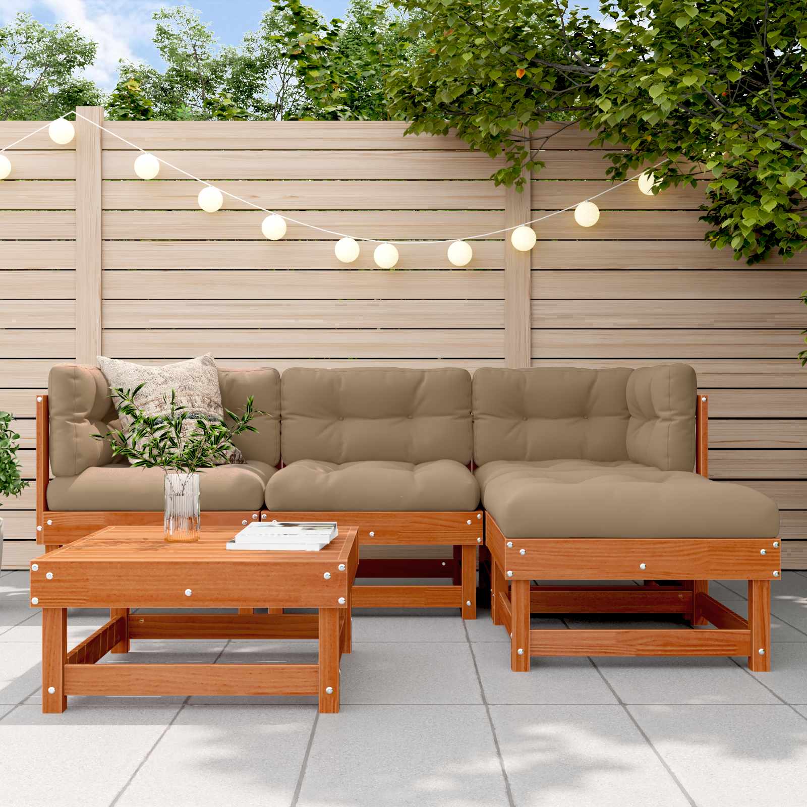 vidaXL Set de lounge pentru grădină 5 pcs Maro Ceară Lemn masiv de pin