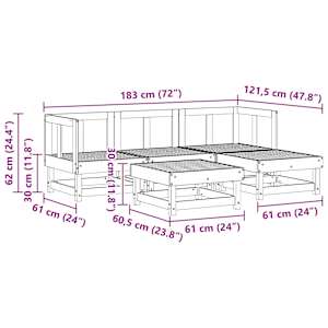 Zahradní lounge set 5 pcs Voskově Hnědá Masivní borovice - obrázek 7