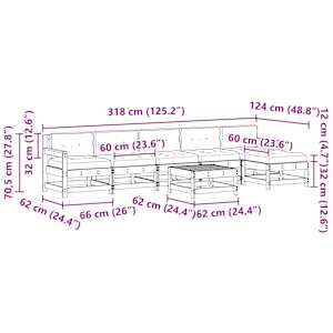 Zahradní lounge set 7 pcs Voskově Hnědá Masivní borovice - obrázek 9