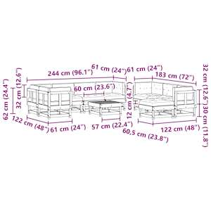 Zahradní lounge set 33 pcs Voskově Hnědá Masivní borovice - obrázek 9
