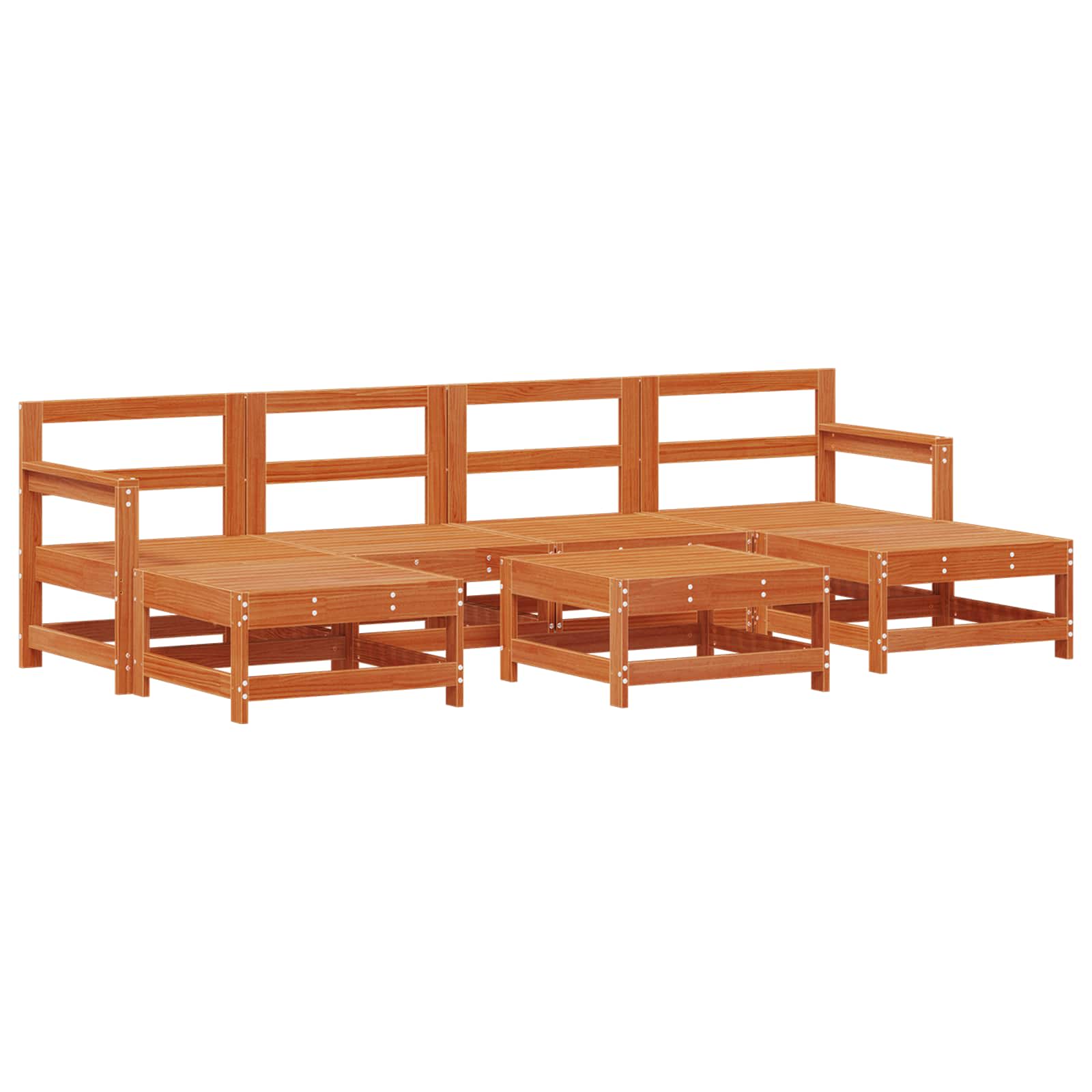 Pihan oleskeluryhmä 7 pcs Vahansävyinen Ruskea Massiivimänty