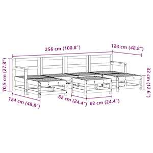 Zahradní lounge set 7 pcs Voskově Hnědá Masivní borovice - obrázek 7