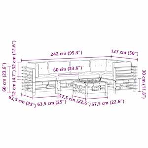 Zahradní lounge set 6 pcs Voskově Hnědá Masivní borovice - obrázek 9