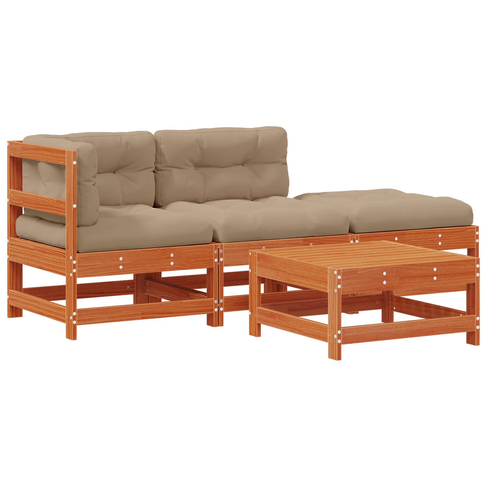 Tuin loungeset 4 pcs Wasbruin Massief grenenhout image 2