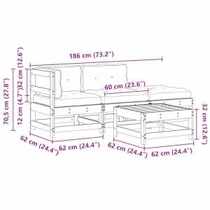 Zahradní lounge set 4 pcs Voskově hnědá - obrázek 9