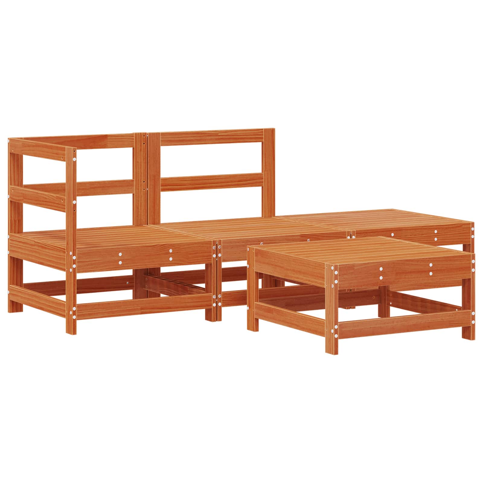 Tuin loungeset 4 pcs Wasbruin Massief grenenhout image 2