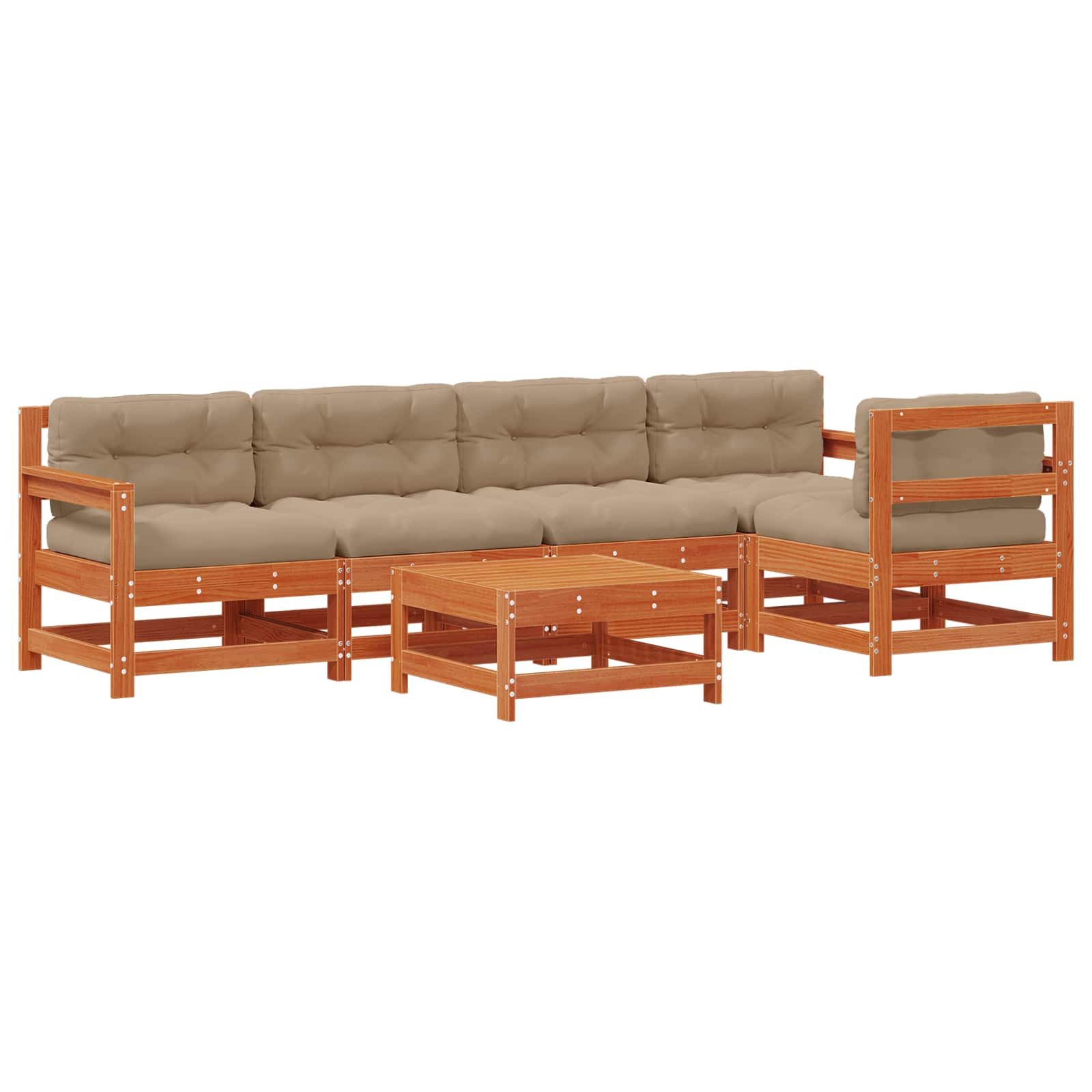 Tuin loungeset 6 pcs Wasbruin Massief grenenhout image 2