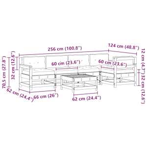 Zahradní lounge set 6 ks Voskově hnědá Masivní borovicové dřevo - obrázek 9