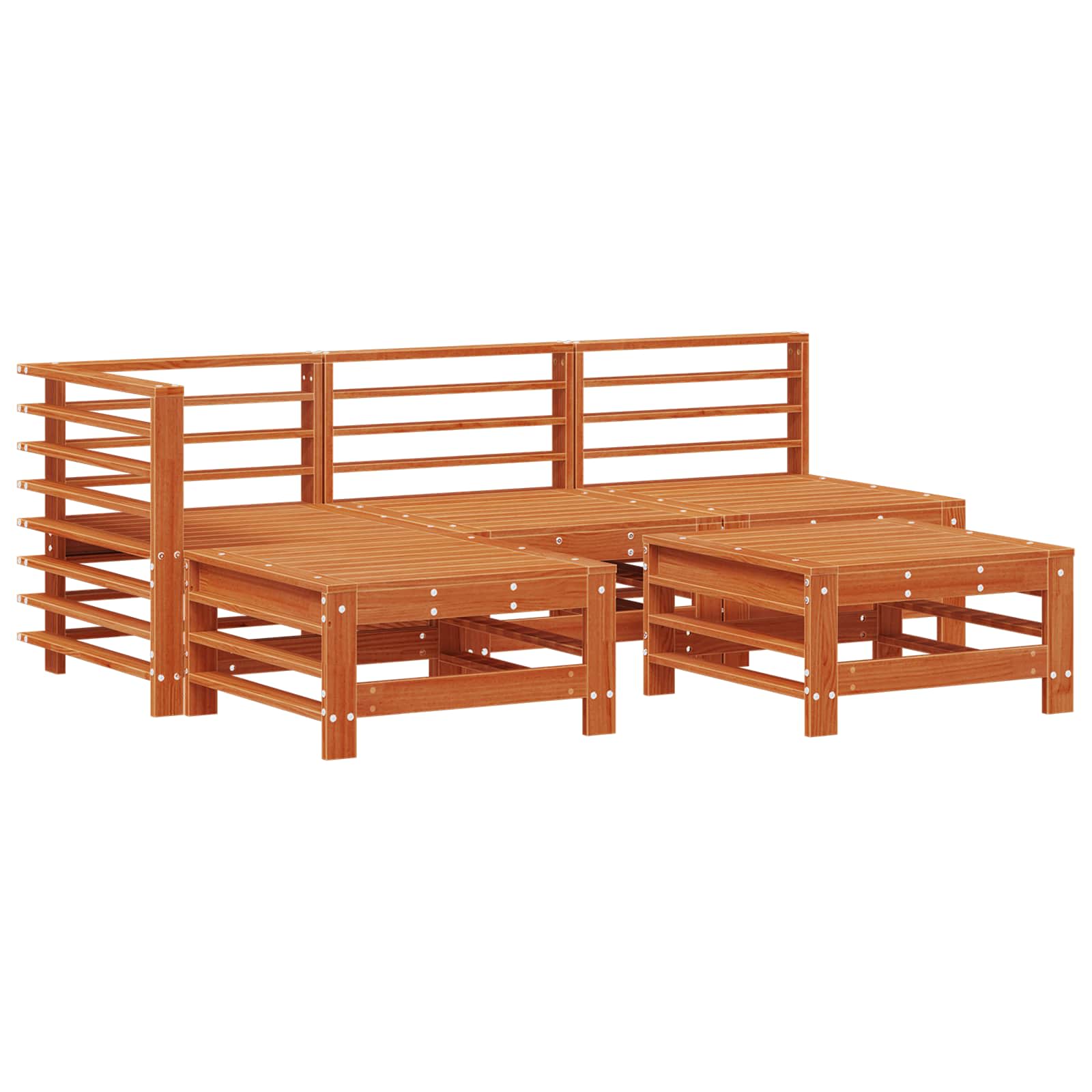 Tuin loungeset 5 pcs Wasbruin Massief grenenhout image 2