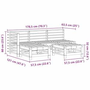 Zahradní lounge set 5 pcs Voskově Hnědá Masivní borovice - obrázek 7