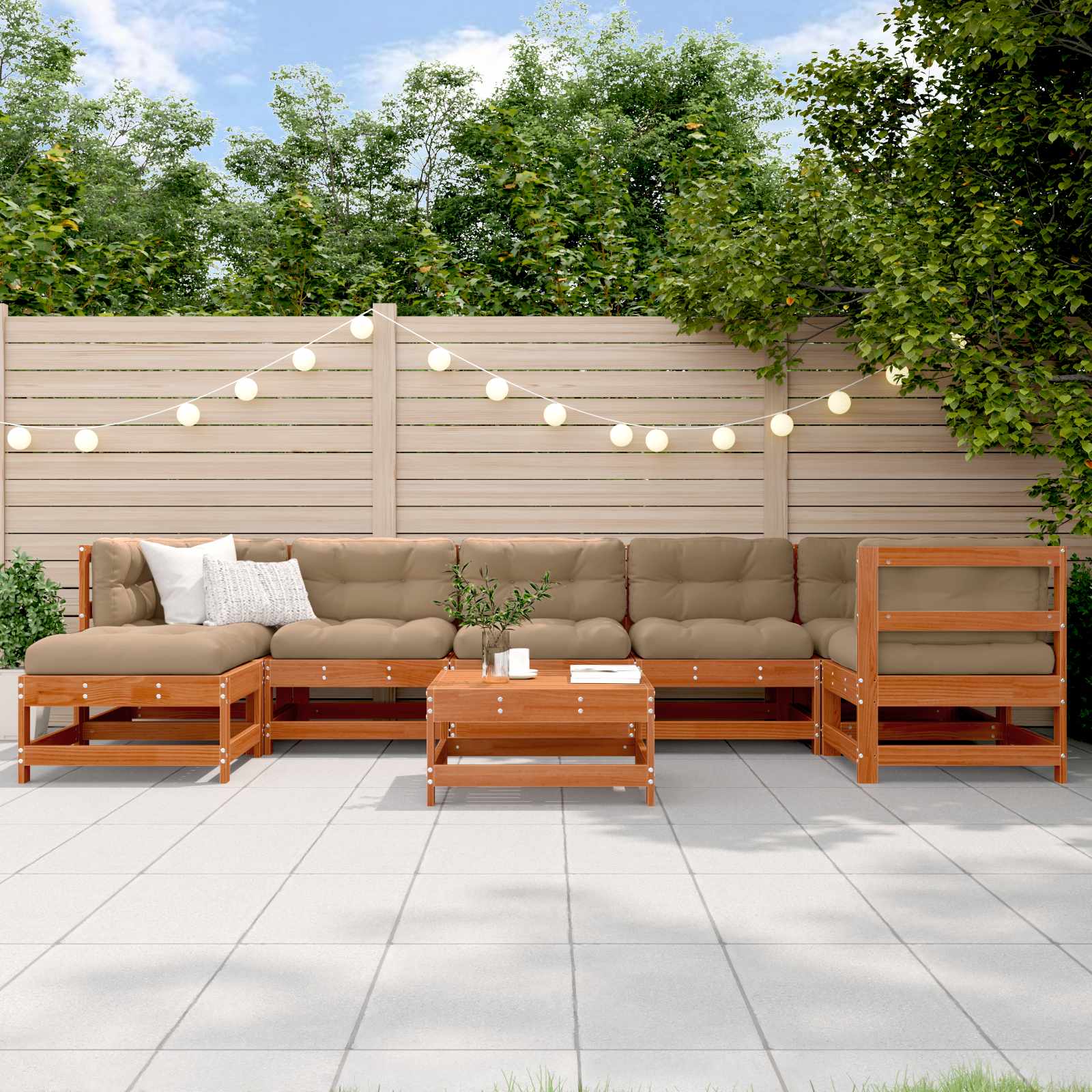 vidaXL Set de lounge pentru grădină 8 pcs Maro Ceară Lemn masiv de pin