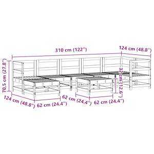 Zahradní lounge set 8 pcs Voskově Hnědá Masivní borovice - obrázek 7