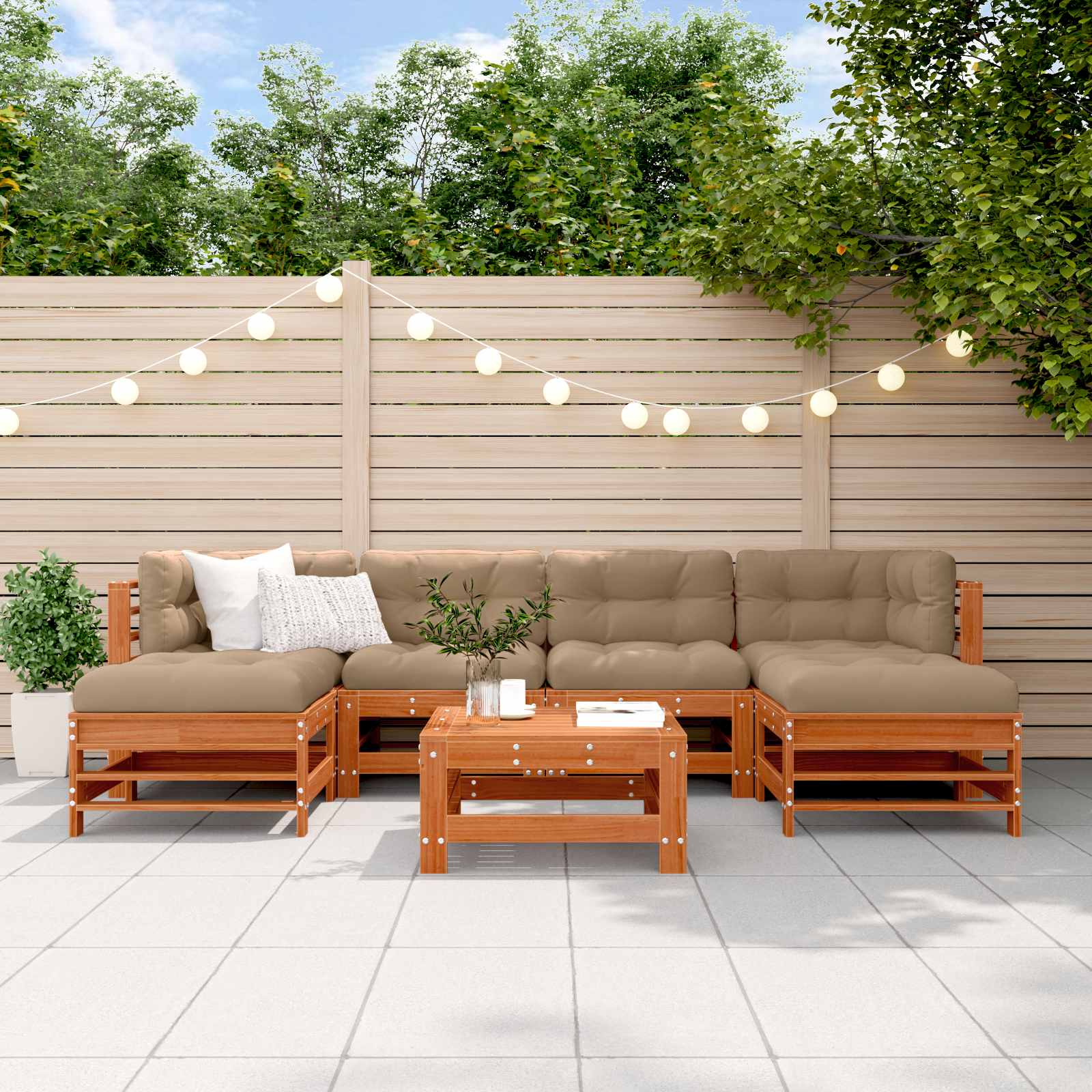 Tuin loungeset 7 pcs Waskleur Bruin Massief grenenhout image 1