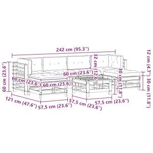 Zahradní lounge set 7 pcs Voskově Hnědá Masivní borovice - obrázek 9