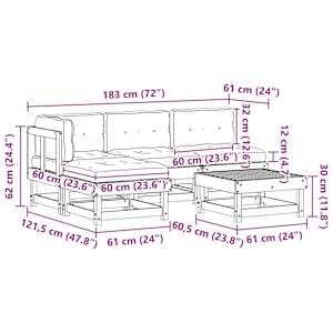 Zahradní lounge set 13 pcs Voskově Hnědá Masivní borovice - obrázek 9