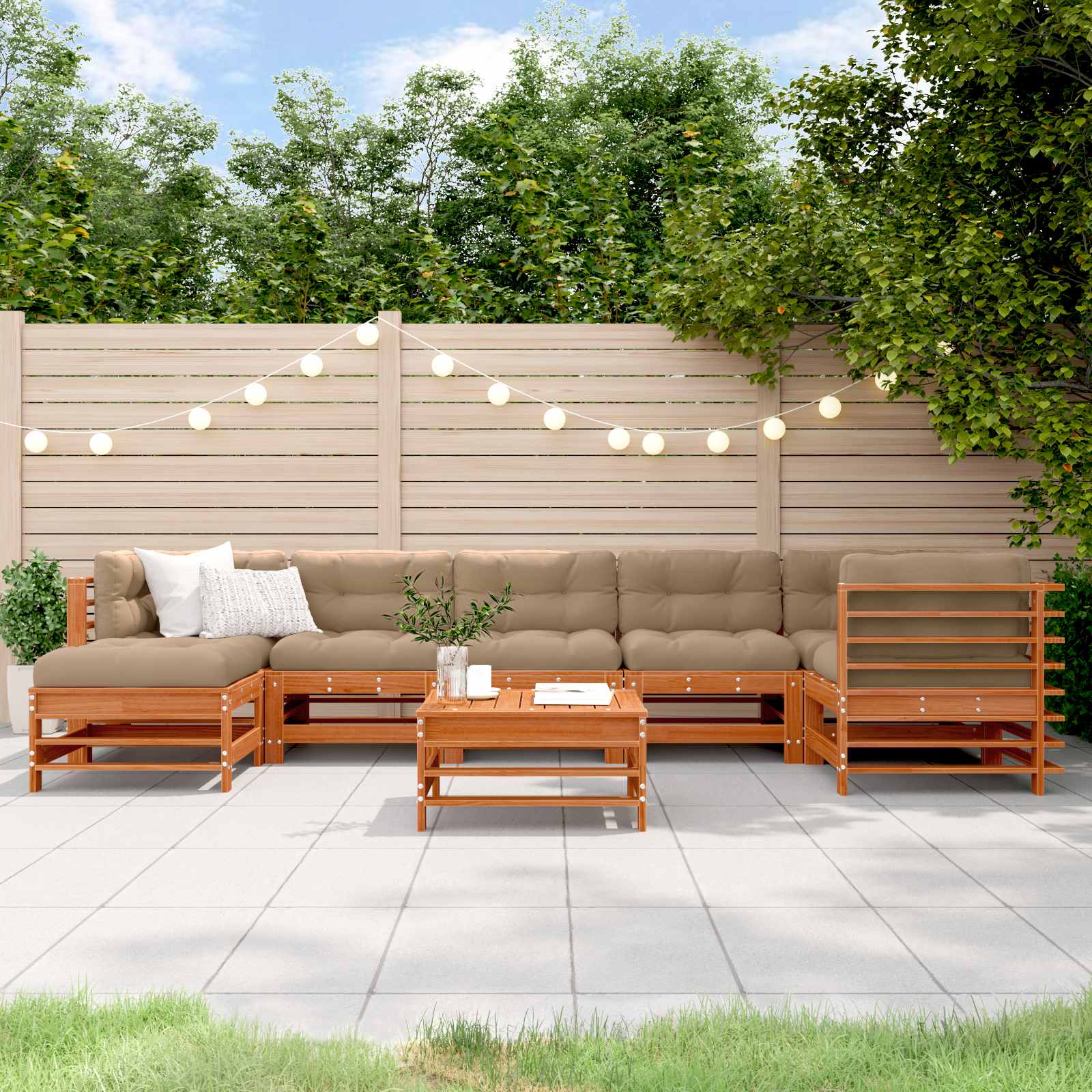 vidaXL Set de lounge pentru grădină 8 pcs Maro ceruit