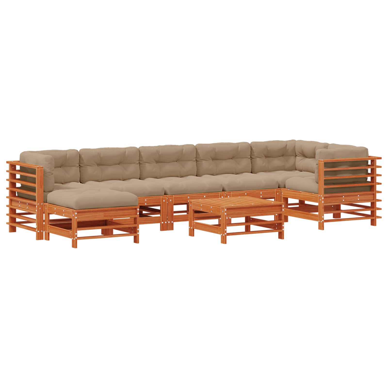 Tuin loungeset 8 pcs Wasbruin Massief grenenhout image 2