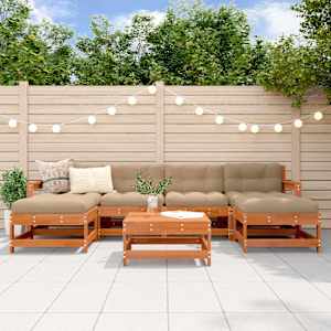 Vrtna dnevna garnitura 7 pcs Vosek Rjava Bor Trdna borovina