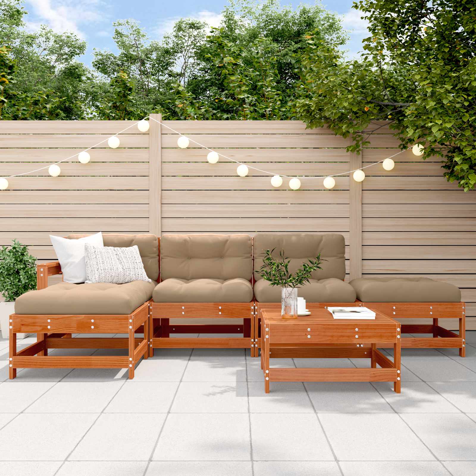 vidaXL Set de lounge pentru grădină 6 pcs Maro ceruit