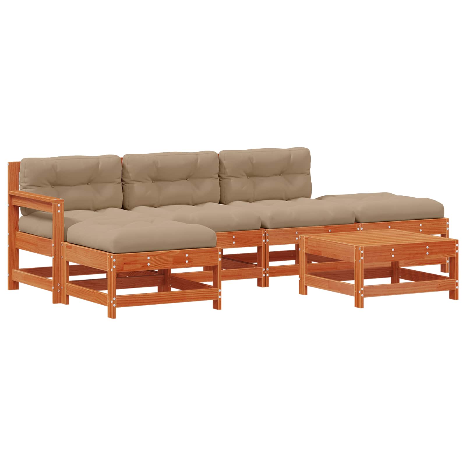 Tuin loungeset 6 pcs Waskleur Bruin Massief grenenhout image 2