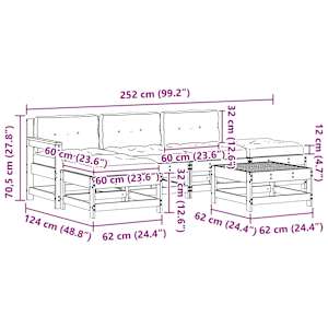 Zahradní lounge set 6 pcs Voskově Hnědá Masivní borovice - obrázek 9
