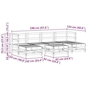 Zahradní lounge set 7 pcs Voskově Hnědá Masivní borovice - obrázek 7