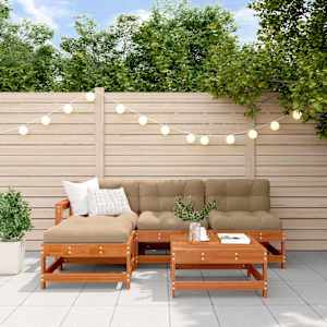 Vrtna dnevna garnitura 5 pcs Vosek Rjava Bor Trdna borovina