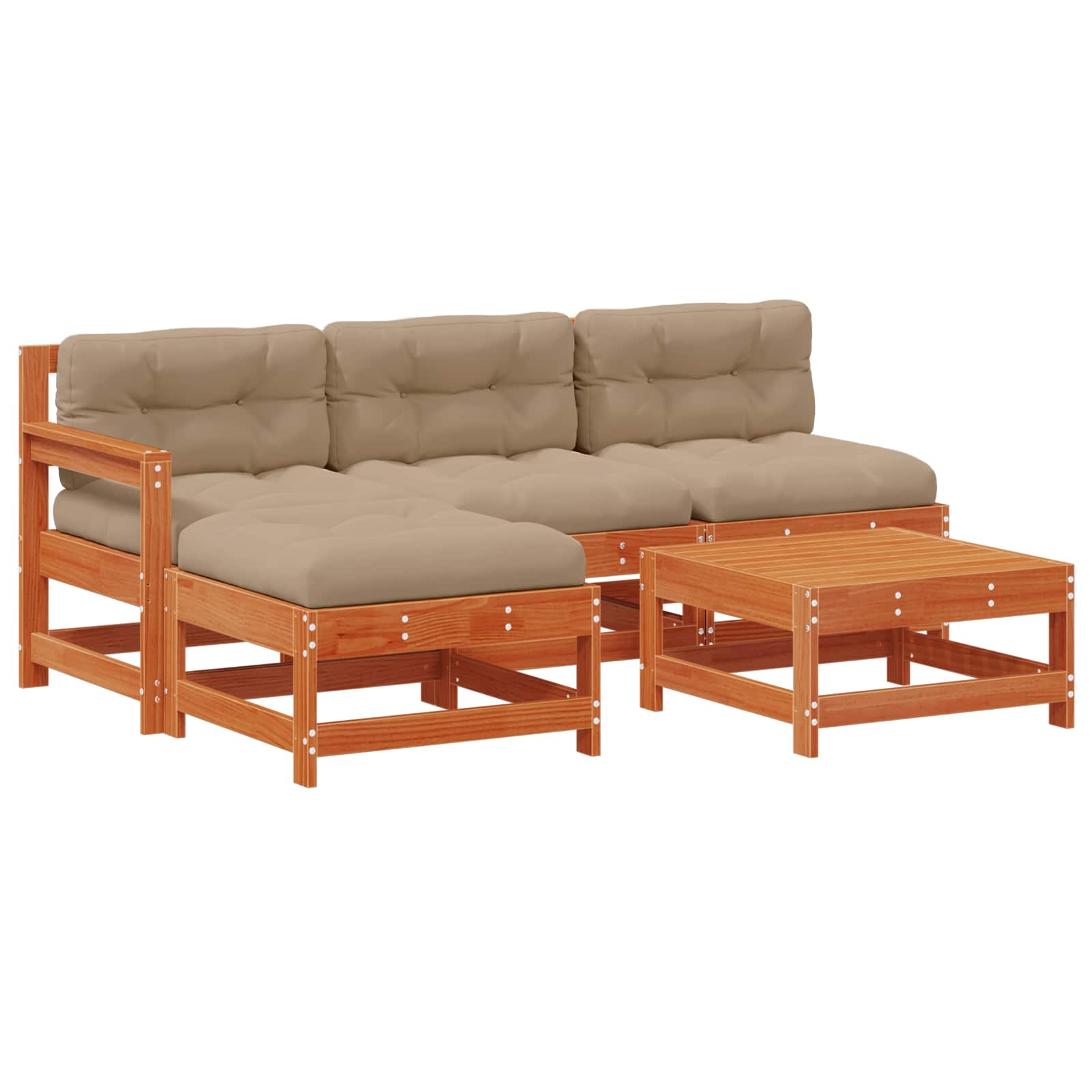 Tuin loungeset 5 pcs Wax Bruin Den Massief grenenhout image 2