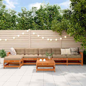 Zahradní lounge set 7 pcs Voskově Hnědá - obrázek 1