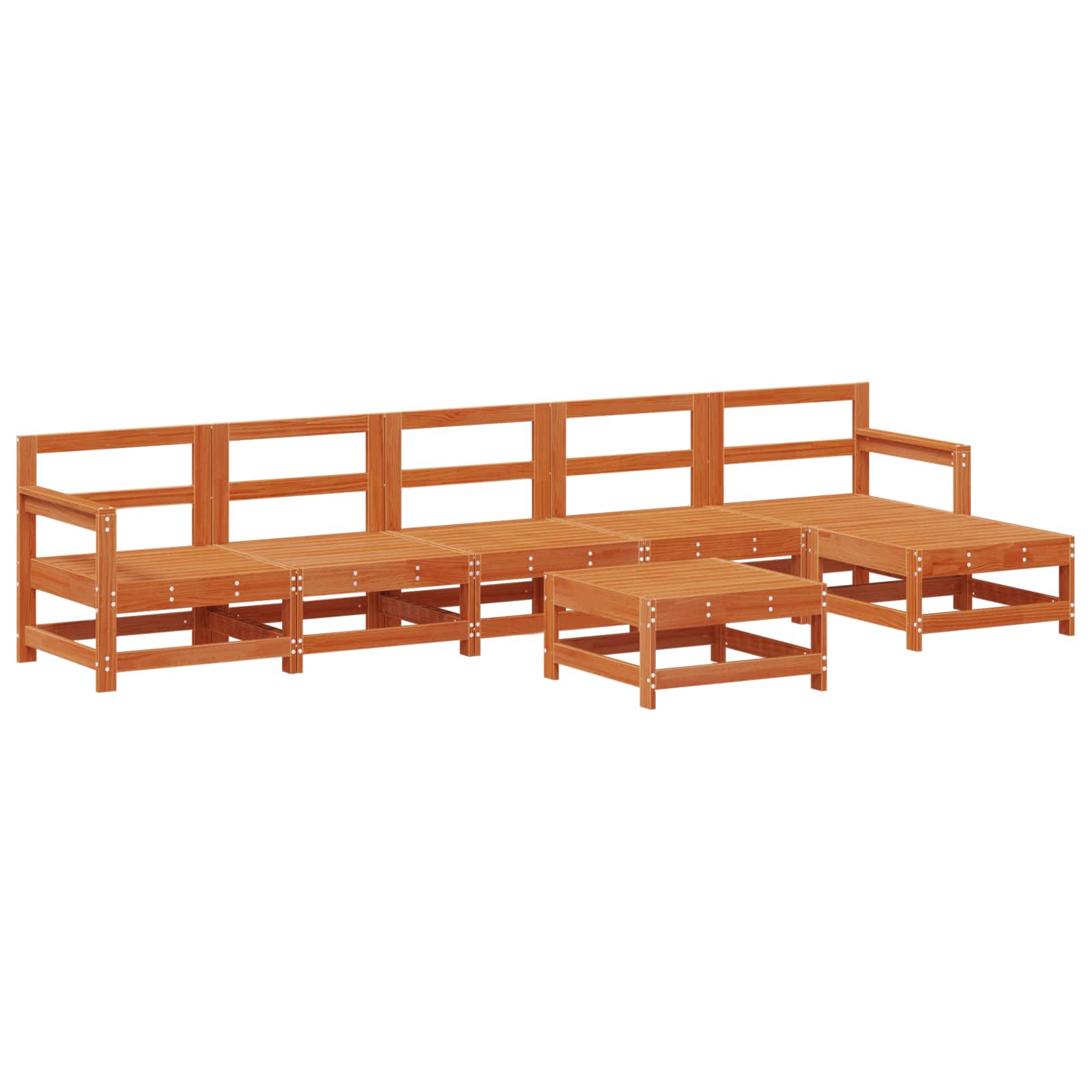 Tuin loungeset 7 pcs Wasbruin Massief grenenhout image 2