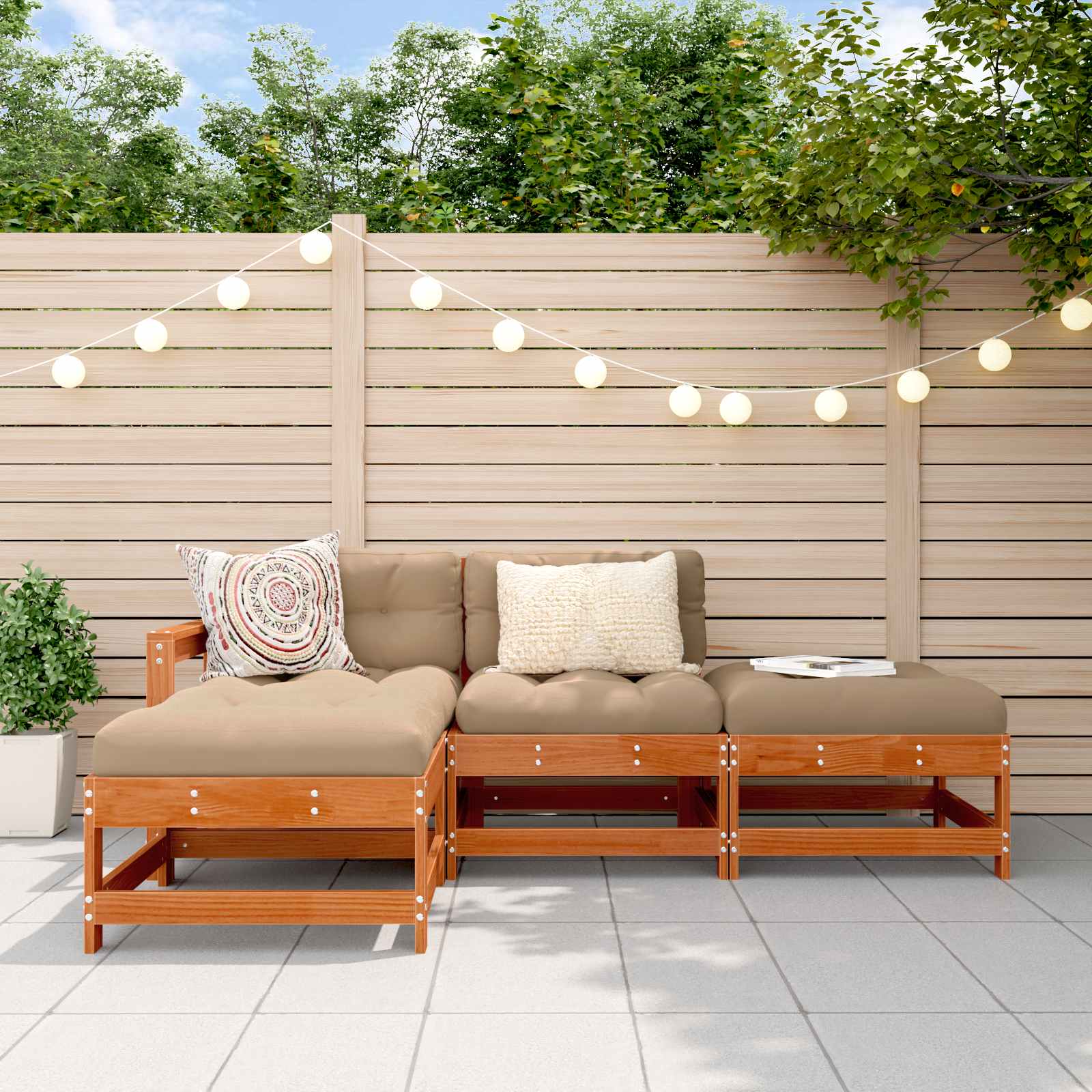 vidaXL Set de lounge pentru grădină 4 pcs Maro ceruit