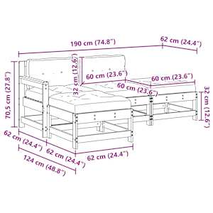 Zahradní lounge set 4 pcs Voskově hnědá - obrázek 9