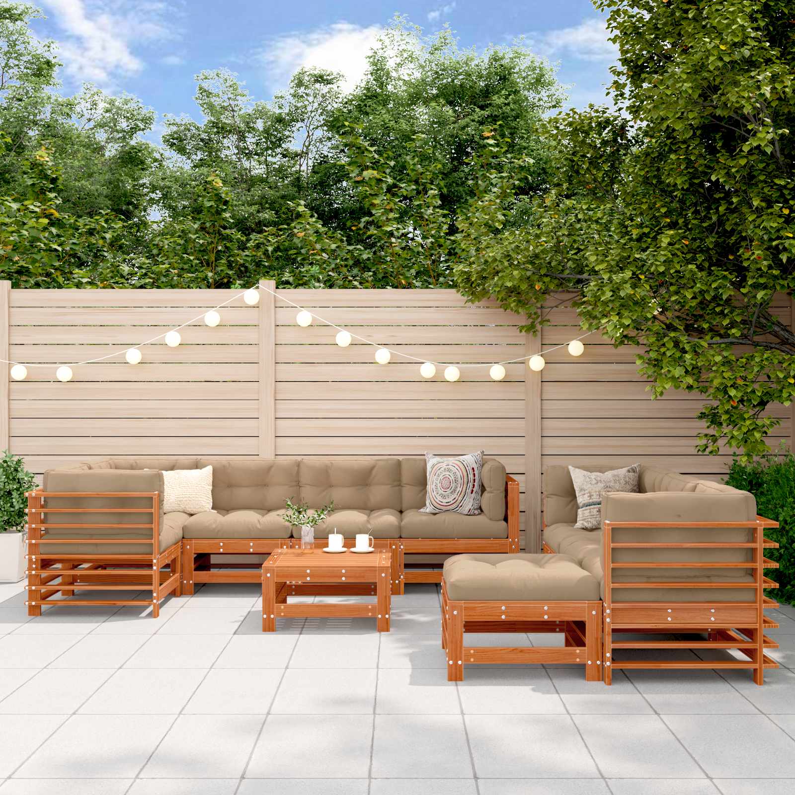 Tuin loungeset 10 pcs Wasbruin Massief grenenhout image 1