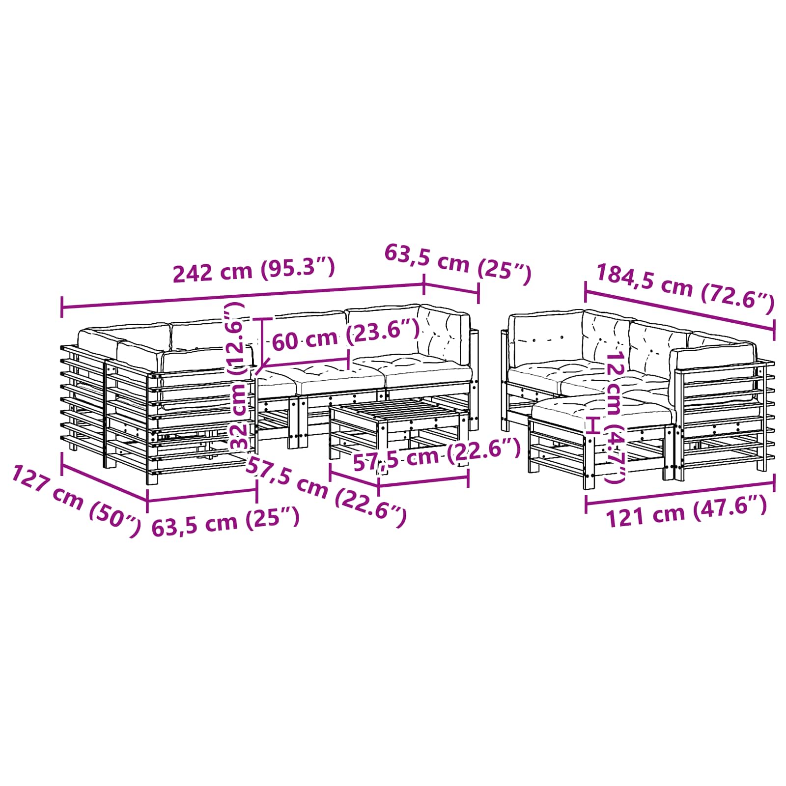 Tuin loungeset 10 pcs Wasbruin Massief grenenhout image 9