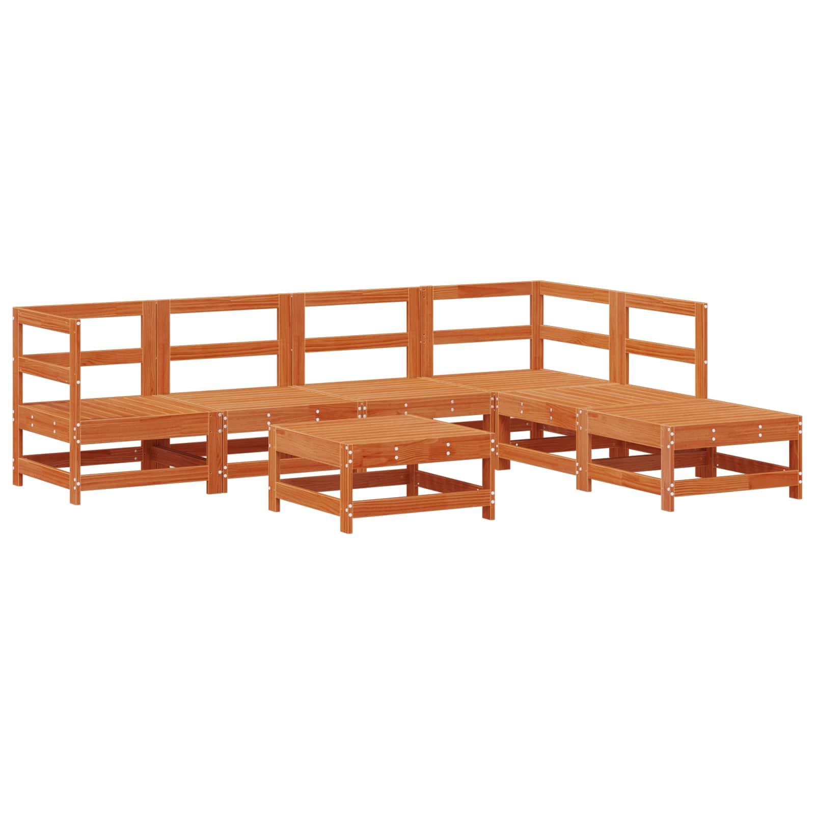 Tuin loungeset 7 pcs Wax Bruin en Taupe Massief grenenhout image 3