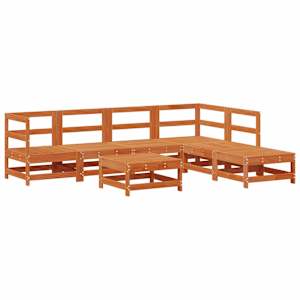 Zahradní lounge set 7 pcs Voskově Hnědá Masivní borovice - obrázek 3