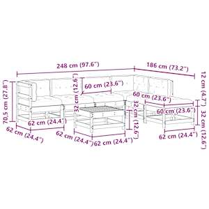 Zahradní lounge set 7 pcs Voskově Hnědá Masivní borovice - obrázek 9