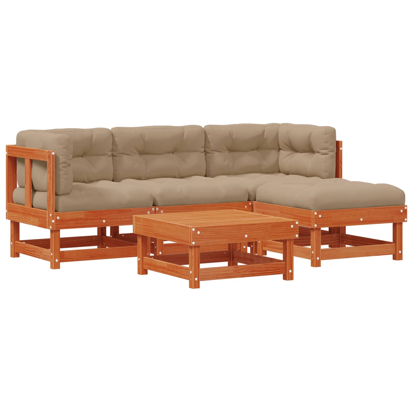 Tuin loungeset 15 pcs Wax Bruin en Taupe Massief grenenhout image 2