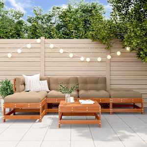 Vrtna dnevna garnitura 5 pcs Vosek Rjava Bor Trdna borovina