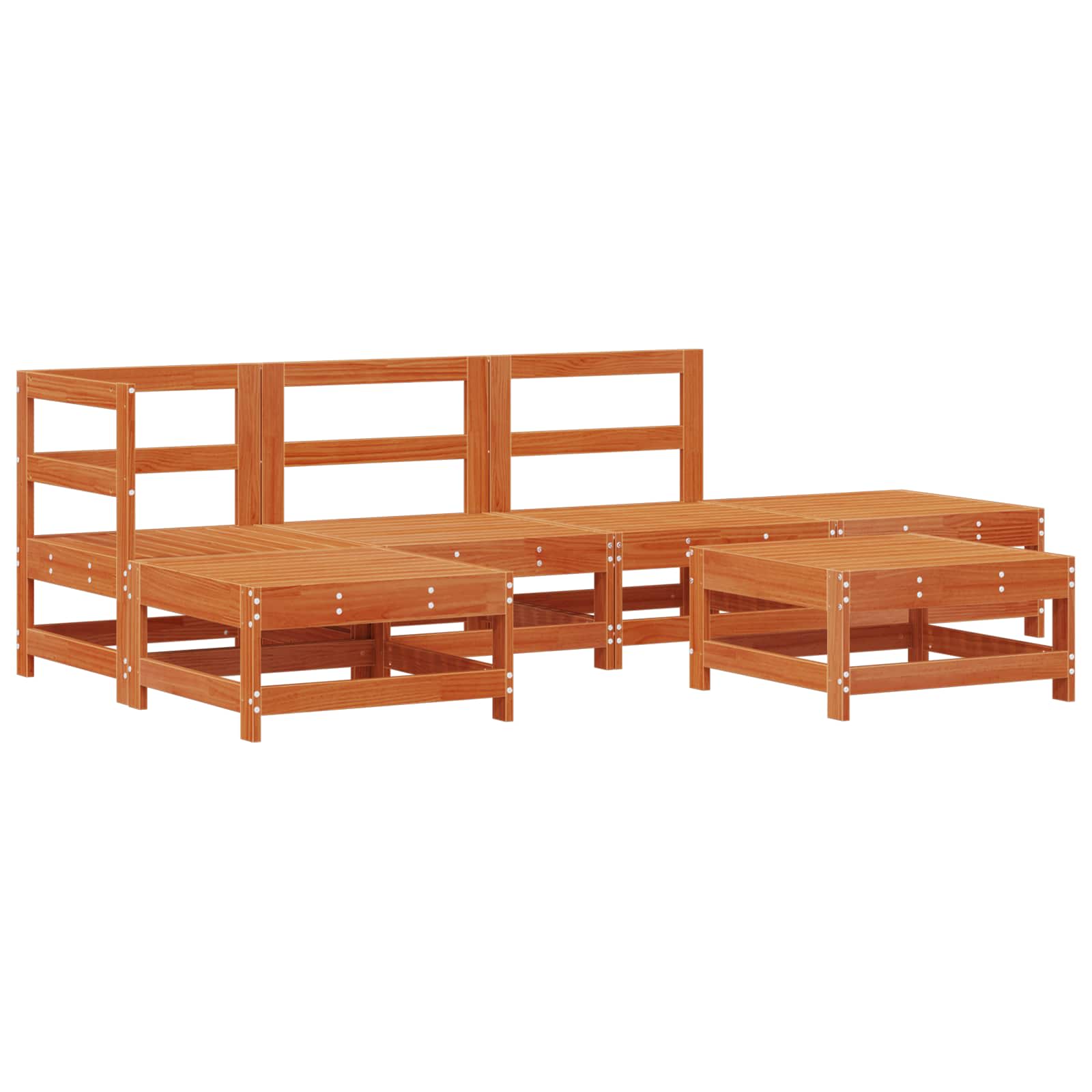 Tuin loungeset 5 pcs Wax Bruin en Taupe Massief grenenhout image 3