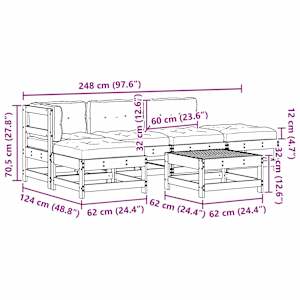 Zahradní lounge set 5 pcs Voskově Hnědá Masivní borovice - obrázek 9